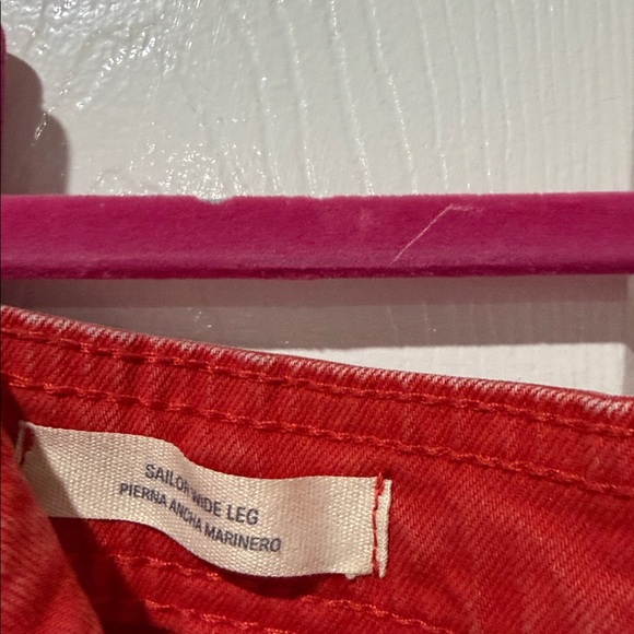 High-Rise Sailor Wide Leg Ankle Jeans - Orange 8 - Picture 4 of 7